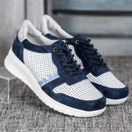 Filippo Zapatos de piel con efecto holográfico blanco azul marino gris 3