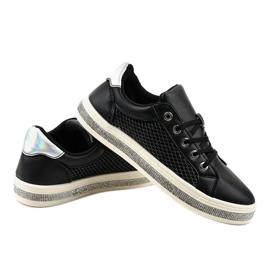 Zapatillas negras decoradas con circonitas 1153-Y negro gris 3