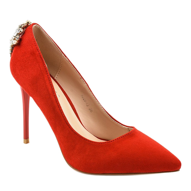 Tacones clásicos rojos con circonita 9229-13 1