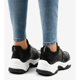 Zapatillas deportivas de moda de cuero ecológico B0-189 negro 4