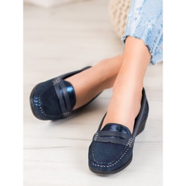 Comer Mocasines con estilo en la plataforma azul marino azul 2