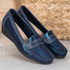Comer Mocasines con estilo en la plataforma azul marino azul 3