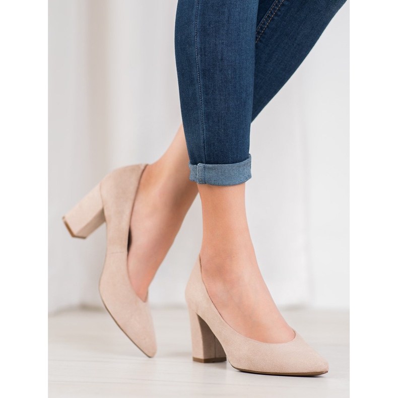 W. Potocki Bombas con purpurina beige dorado 1