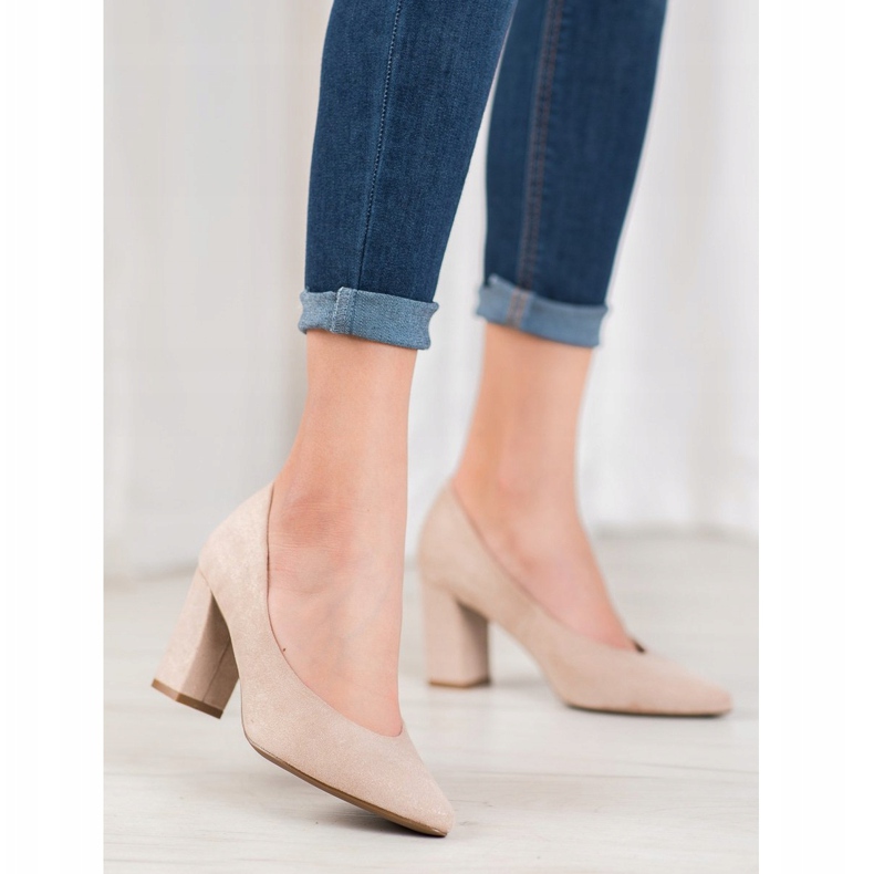 W. Potocki Bombas con purpurina beige dorado 2