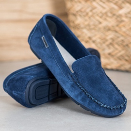 Vinceza Mocasines de piel clásicos azul 4