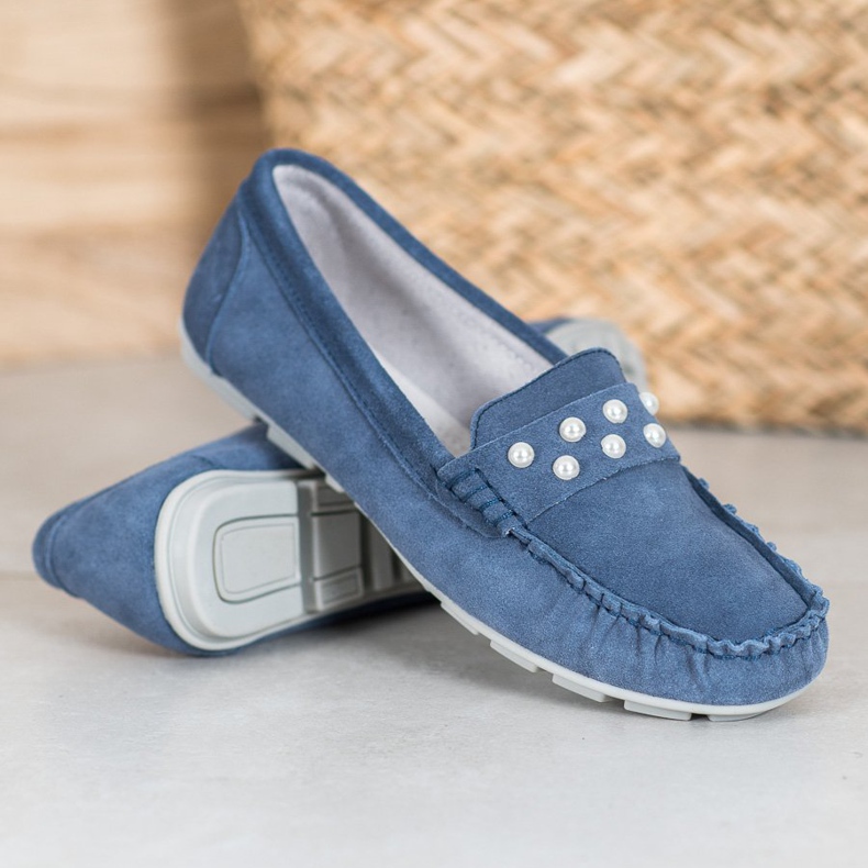 Filippo Mocasines de Piel con Perlas azul 1 Filippo Mocasines de Piel con Perlas azul 1