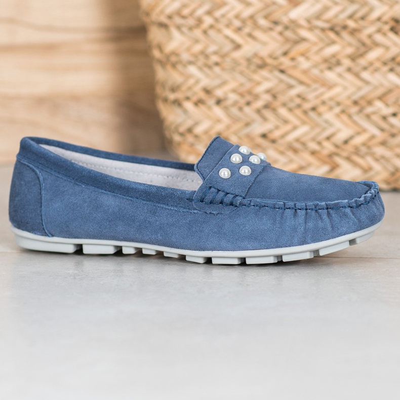 Filippo Mocasines de Piel con Perlas azul 2 Filippo Mocasines de Piel con Perlas azul 2
