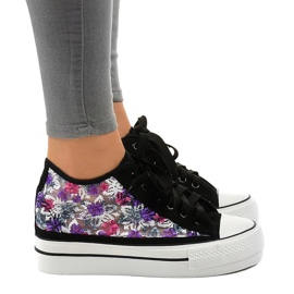 Zapatillas JX-61 de encaje negro violeta rosado 2