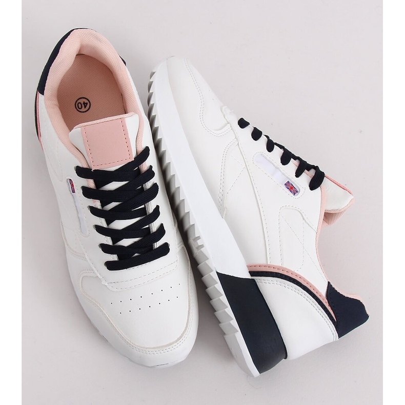 Zapatillas deportivas de mujer blancas BK938 BLANCO / AZUL azul marino 1