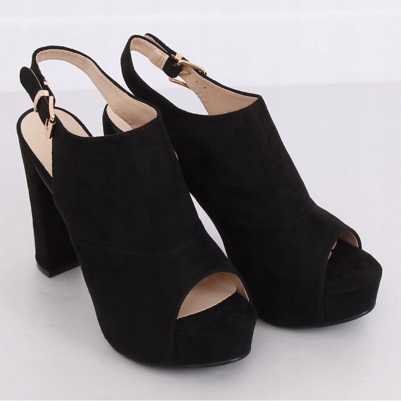 Black YL-0100 Sandalias negras con plataforma negro 1