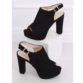 Black YL-0100 Sandalias negras con plataforma negro 2