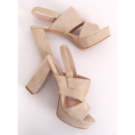Sandalias en el poste beige 9R02 Beige marrón verde 1
