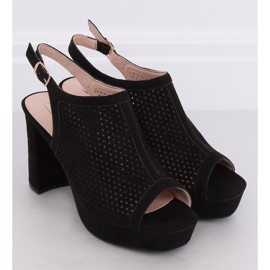 Sandalias negras de tacón calado 9R82 Negro 1