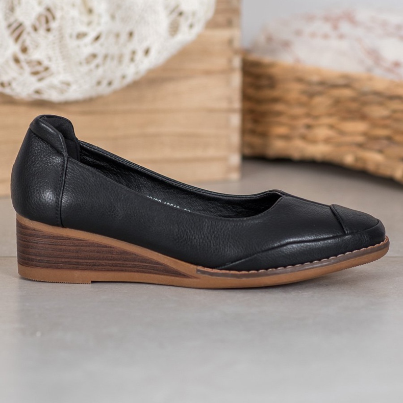 Vinceza Bombas de cuña casuales negro 1