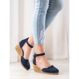 Filippo Zapatos de cuña de cuero azul marino azul 1