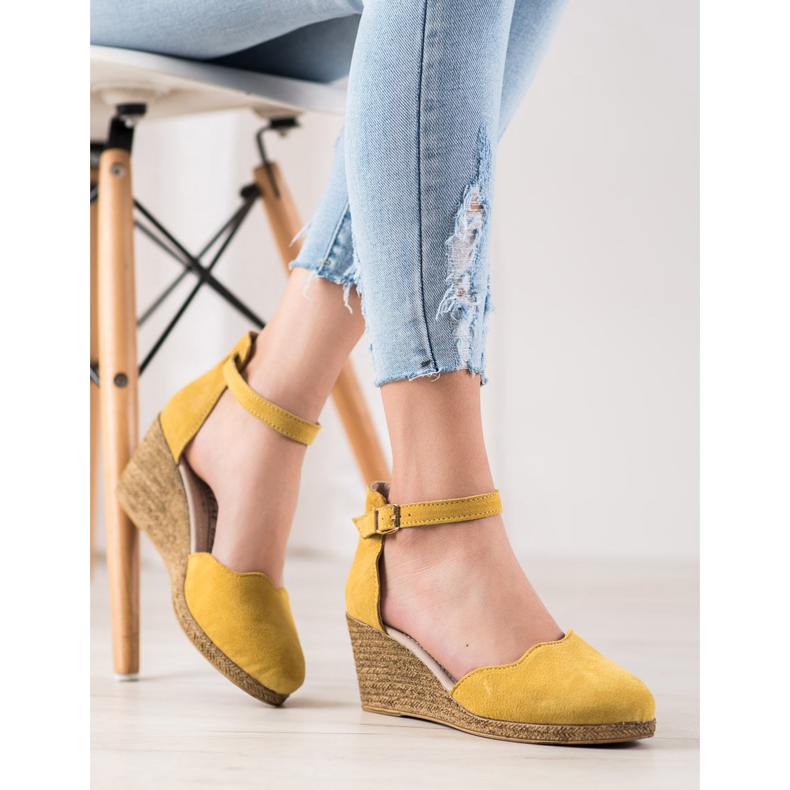 Filippo Zapatos de cuña de cuero amarillo 1