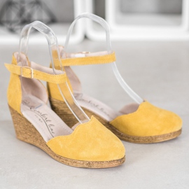 Filippo Zapatos de cuña de cuero amarillo 3