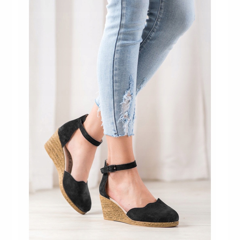 Filippo Zapatos de cuña de cuero negro 1