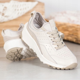Goodin Zapatillas de cuero beige 2