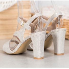 Goodin Sandalias elegantes con purpurina gris dorado 2