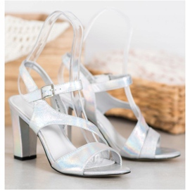 Goodin Sandalias elegantes con purpurina plata gris 1
