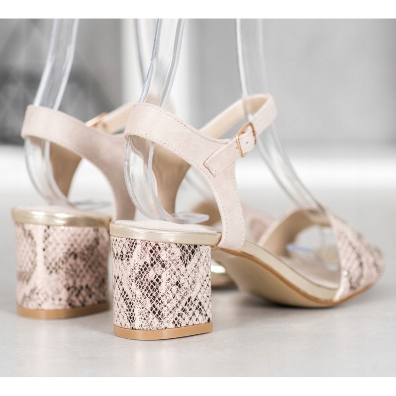 Goodin Sandalias cómodas en un poste bajo beige dorado 1 Goodin Sandalias cómodas en un poste bajo beige dorado 1