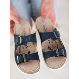 Filippo Cómodas pantuflas de cuero azul 4