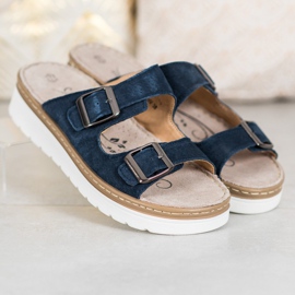 Filippo Cómodas pantuflas de cuero azul 3