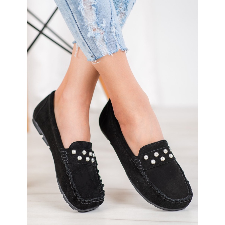 Filippo Mocasines de Piel con Perlas negro 2