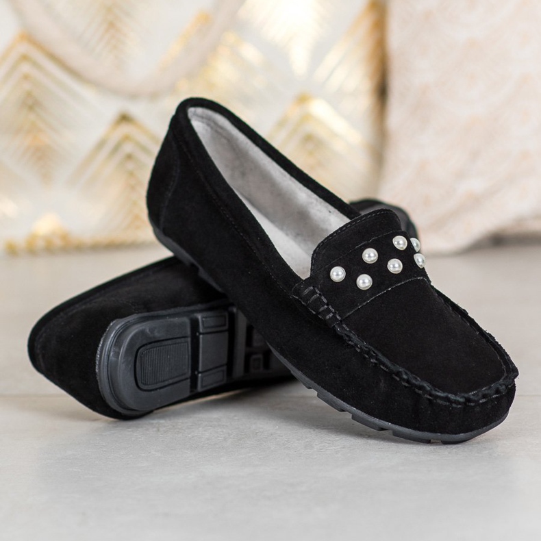 Filippo Mocasines de Piel con Perlas negro 1