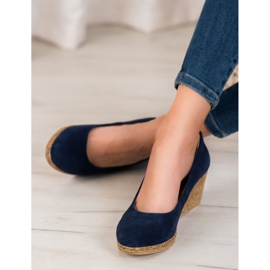 Filippo Zapatos de tacón de cuña de cuero azul 1