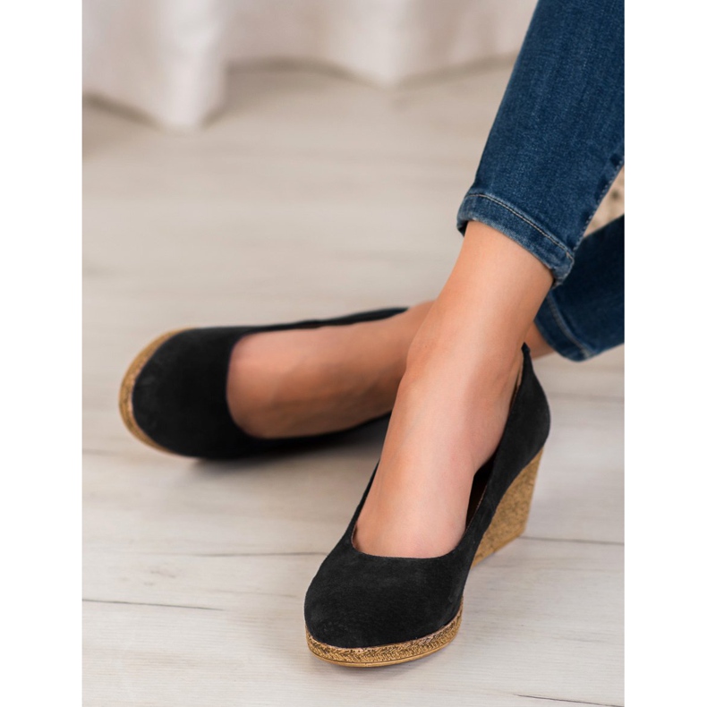 Filippo Zapatos de tacón de cuña de cuero negro 1