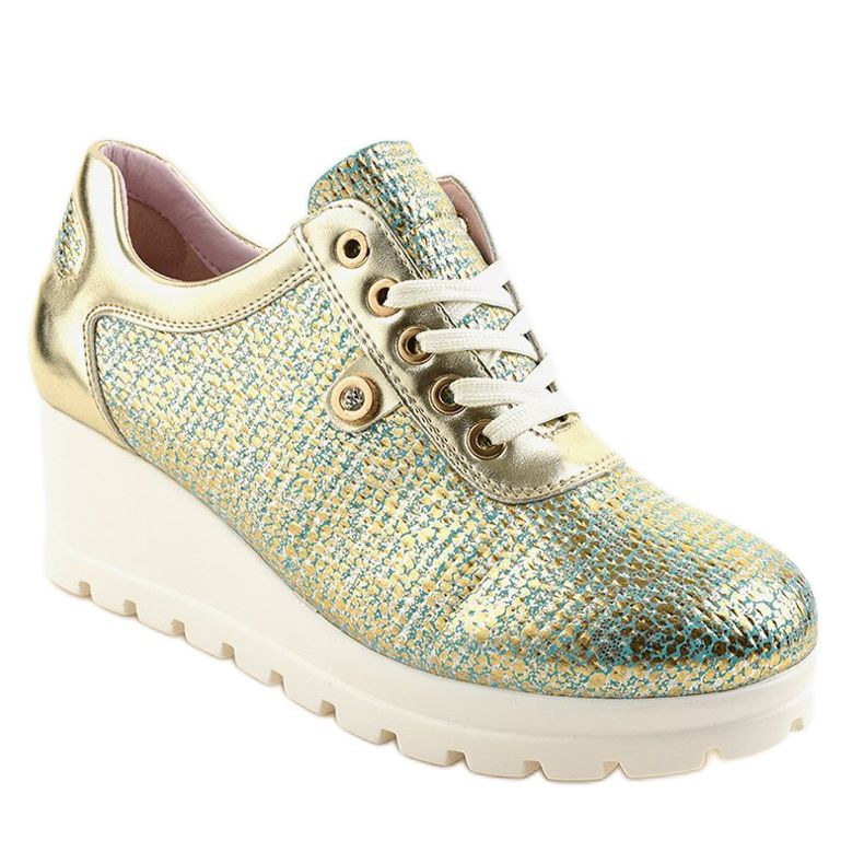Zapatos deportivos Golden Trendy con cuña JFL663-5 dorado 1 Zapatos deportivos Golden Trendy con cuña JFL663-5 dorado 1
