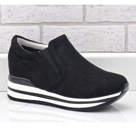 Deportivas negras con cuñas caladas RQ259 negro 1