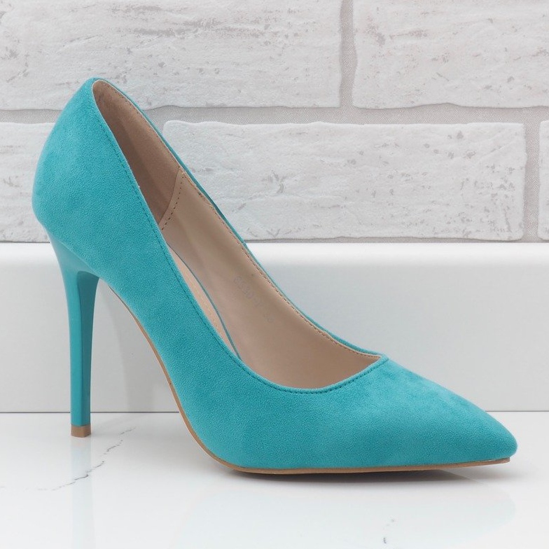 Tacones de gamuza ecológica clásica verde 6530-P 1