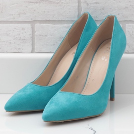 Tacones de gamuza ecológica clásica verde 6530-P 2