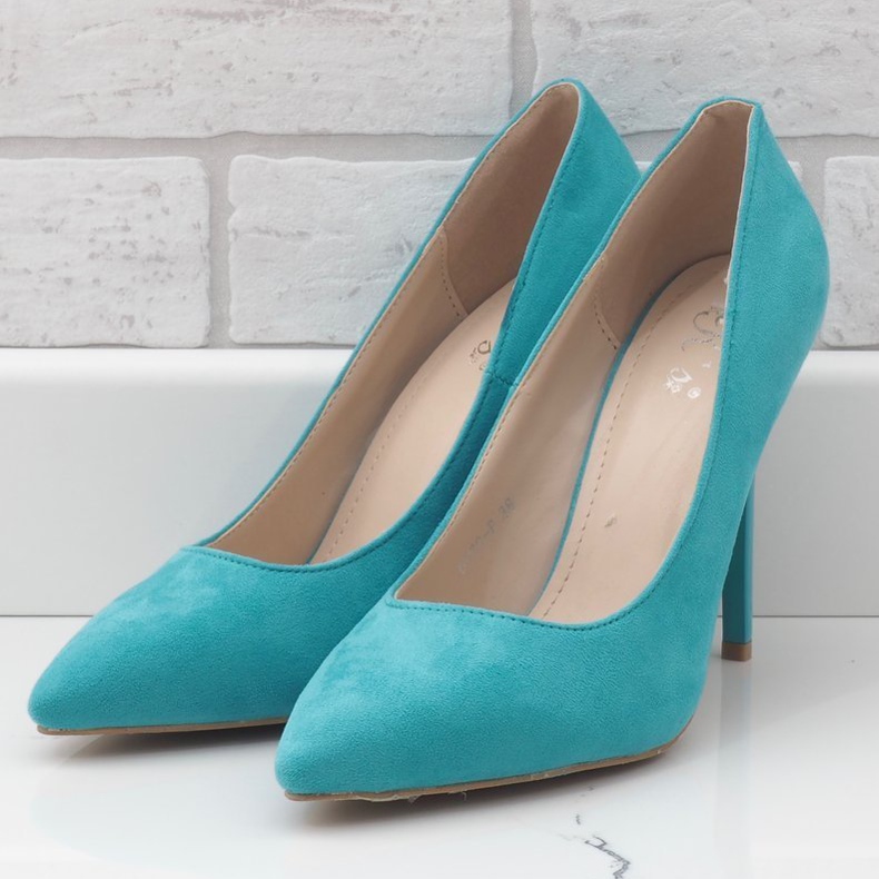 Tacones de gamuza ecológica clásica verde 6530-P 2