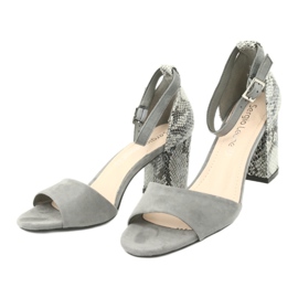 Sergio Leone Sandalias de mujeres en el patrón de animal posterior SK873 Gray gris 5 Sergio Leone Sandalias de mujeres en el patrón de animal posterior SK873 Gray gris 5