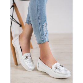 Goodin Mocasines de piel cómodos blanco 3
