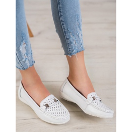 Goodin Mocasines de piel cómodos blanco 4