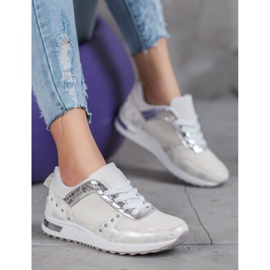 Emaks Zapatillas brillantes en la plataforma blanco gris 3