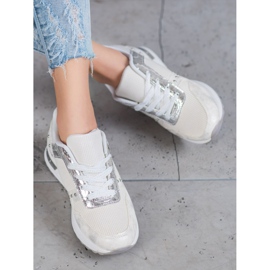 Emaks Zapatillas brillantes en la plataforma blanco gris 4