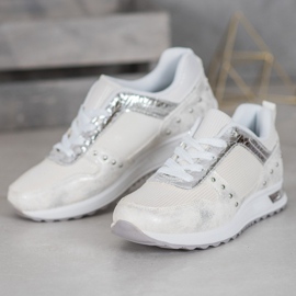Emaks Zapatillas brillantes en la plataforma blanco gris 1