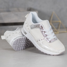 Emaks Zapatillas brillantes en la plataforma blanco gris 2