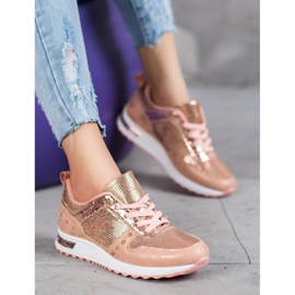 Emaks Zapatillas brillantes en la plataforma rosado amarillo 3