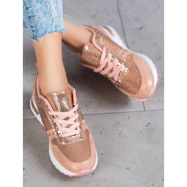 Emaks Zapatillas brillantes en la plataforma rosado amarillo 4
