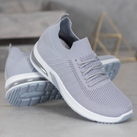 SHELOVET Zapatos textiles grises en la plataforma 1