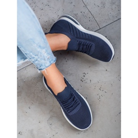 SHELOVET Zapatos de tela azul marino en la plataforma 1