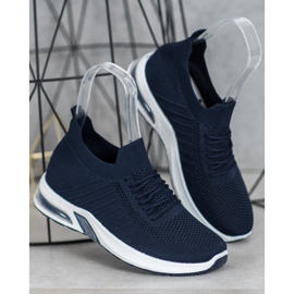 SHELOVET Zapatos de tela azul marino en la plataforma 3