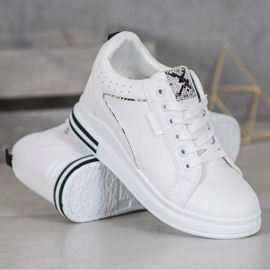 SHELOVET Zapatos blancos con cuña oculta 2